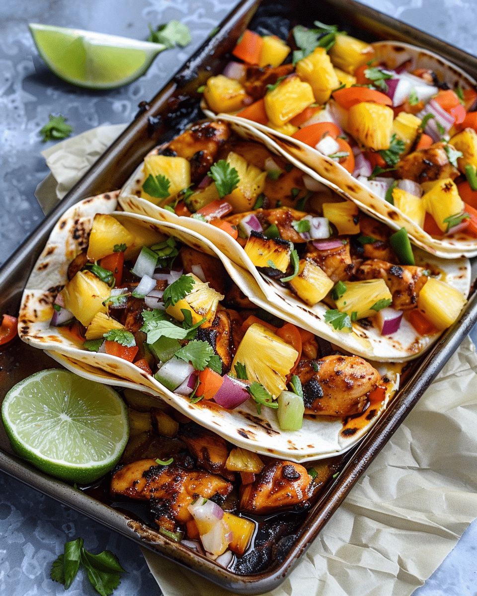 One Pan Chicken and Pineapple Tacos