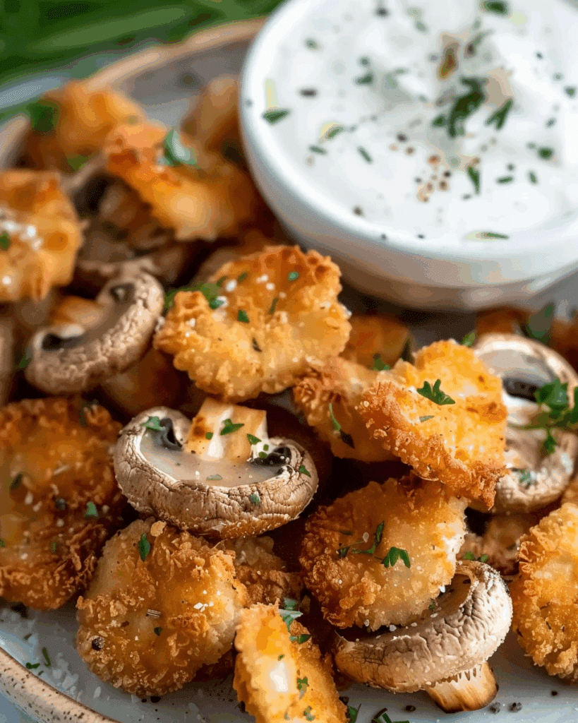 Crispy Fried Mushrooms with Cool Ranch Dip