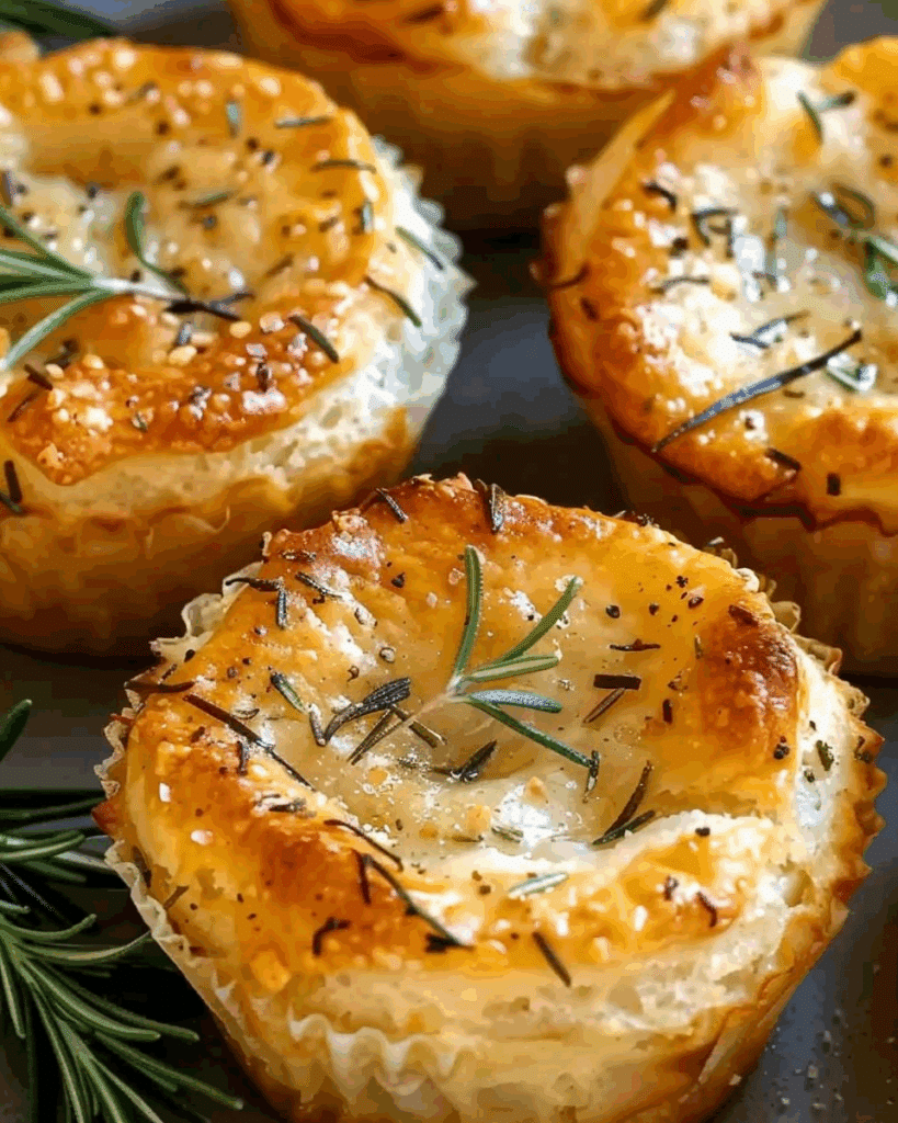 Golden Crust Garlic Rosemary Focaccia Muffins