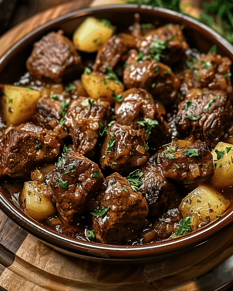Slow Cooker Garlic Butter Beef Bites & Potatoes
