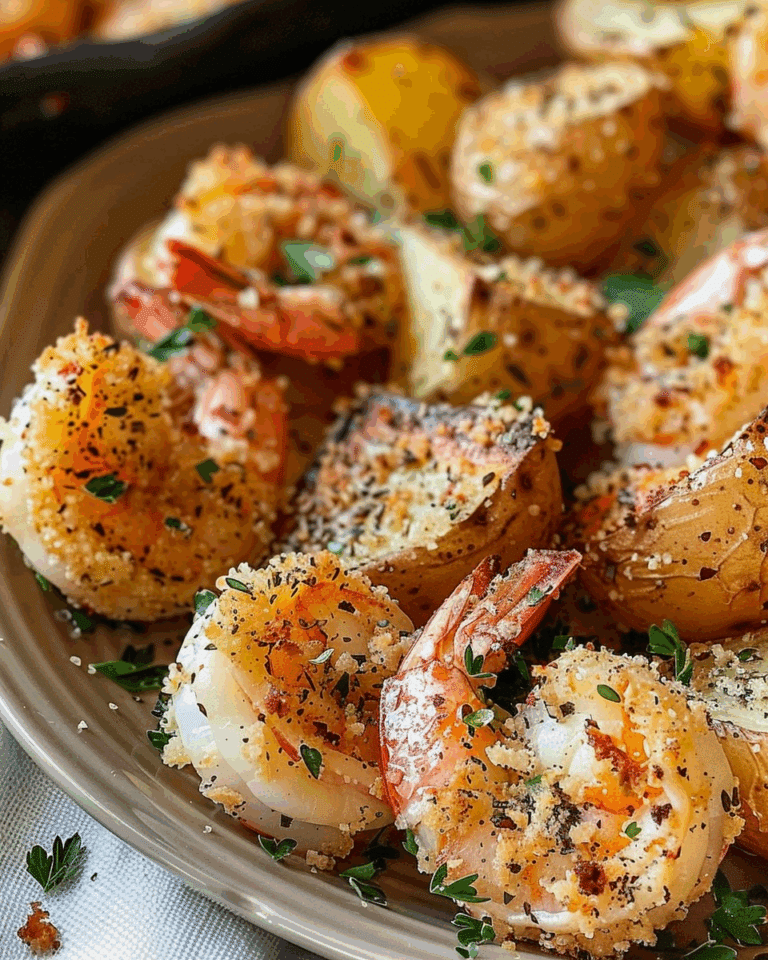 Parmesan Encrusted Shrimp with Baked Herb Potatoes