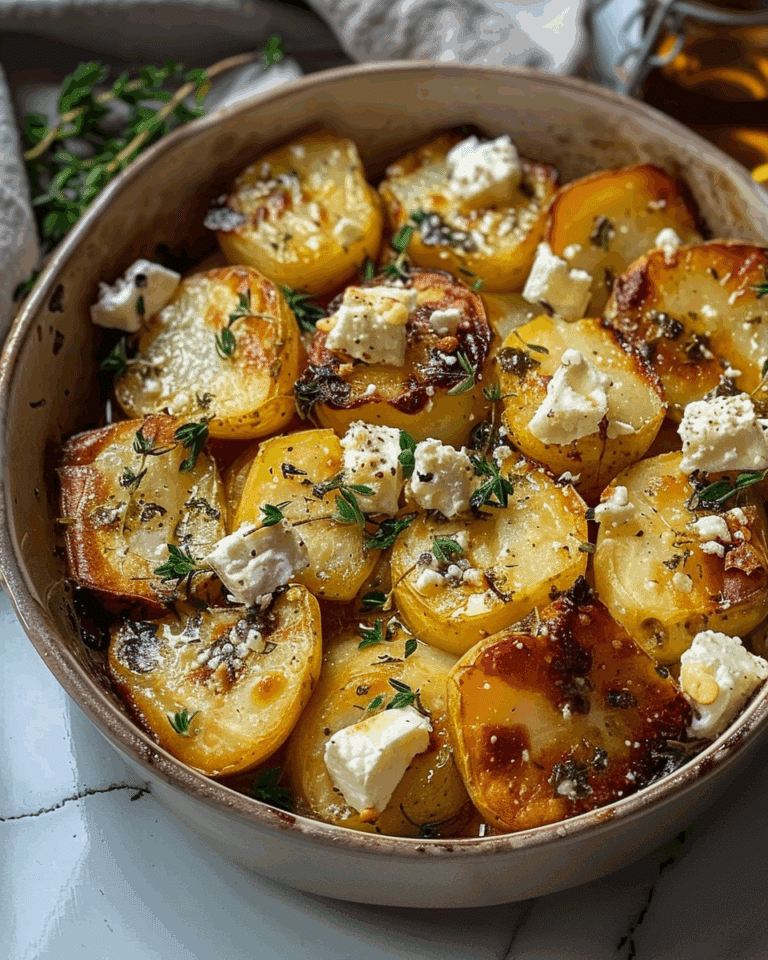 Roasted Potatoes with Baked Feta and Garlic