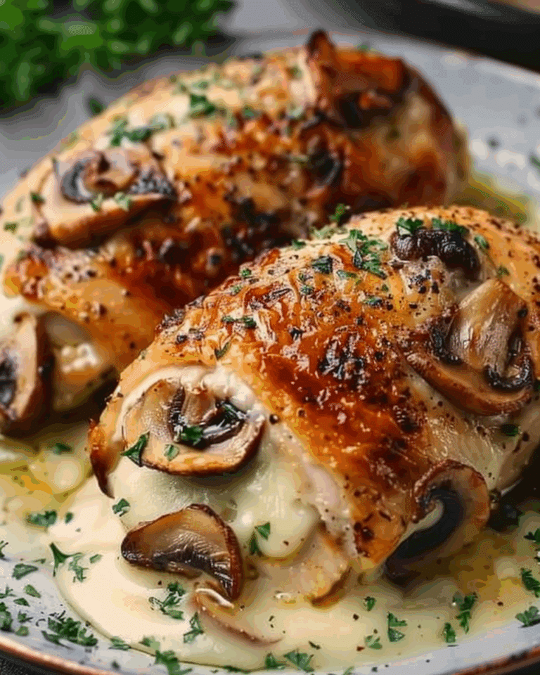 Cheesy Garlic Butter Mushroom Stuffed Chicken