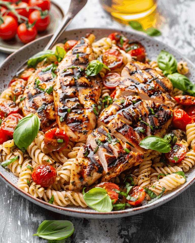 Tomato Basil Pasta with Balsamic Grilled Chicken