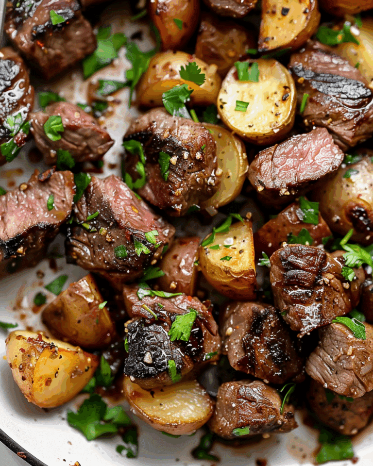 Garlic Butter Steak Bites and Potatoes