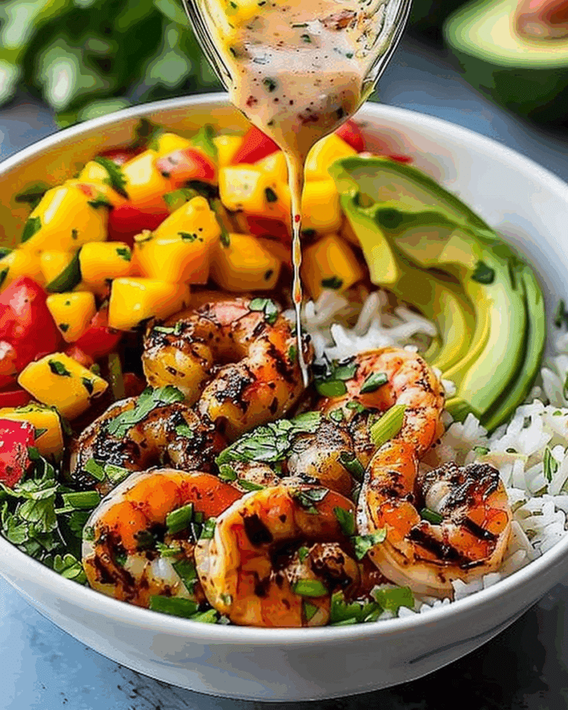 Shrimp and Avocado Bowls with Mango Salsa & Lime‑Chili Sauce