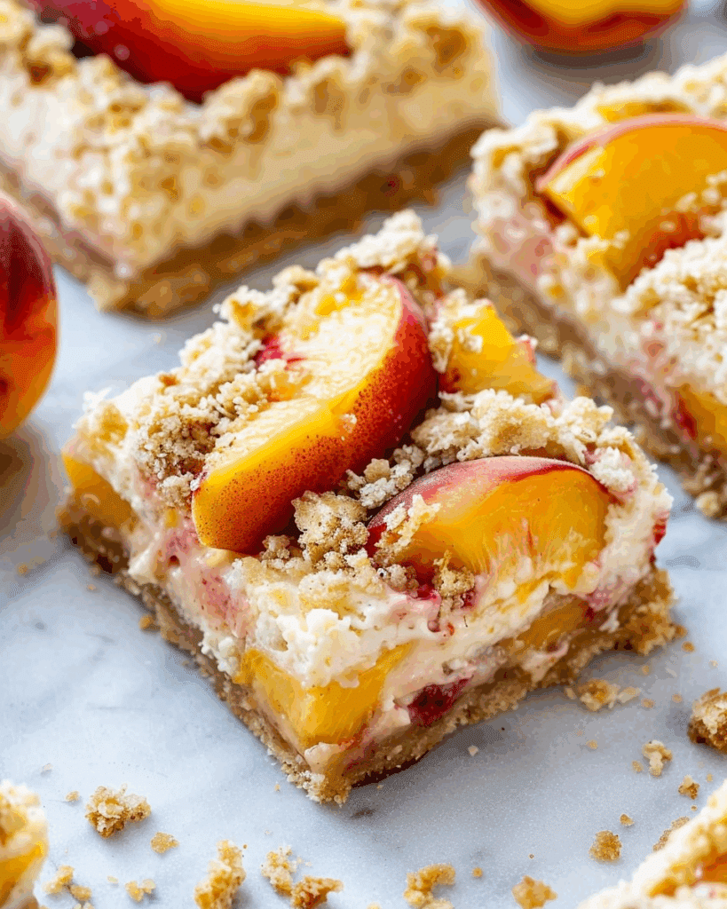Peach Cobbler Cheesecake Bars