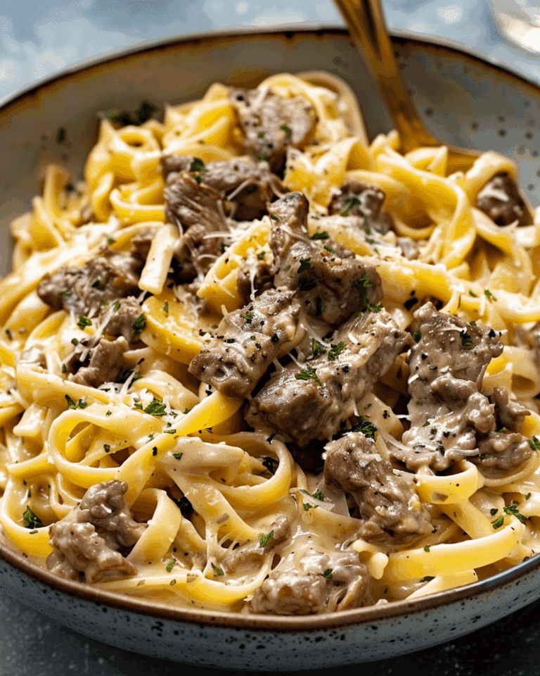 One-Pot Creamy Beef and Garlic Butter Pasta