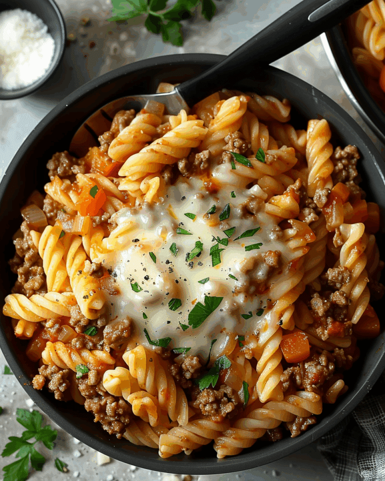 Creamy Rotel Pasta with Ground Beef