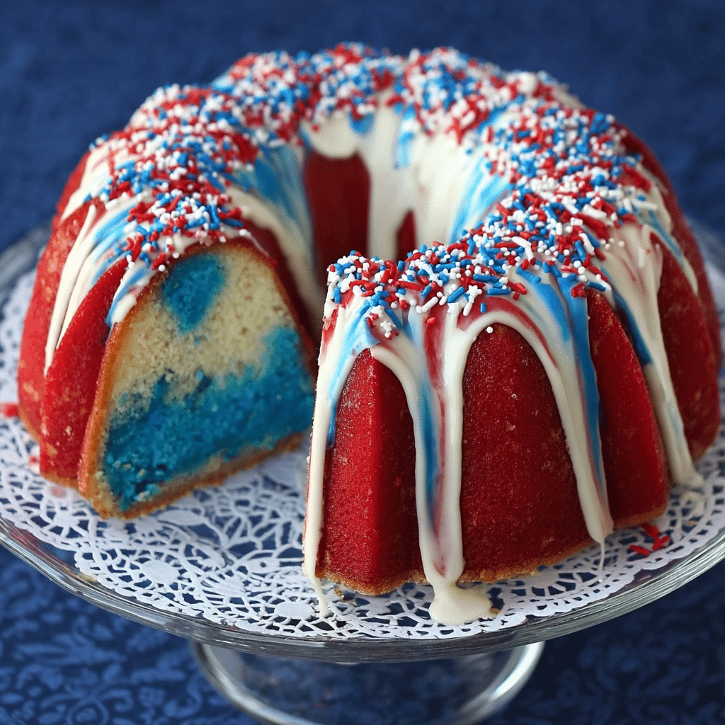 Firecracker Cake (Red, White, and Blue Bundt Cake) Recipe - Recipe Image