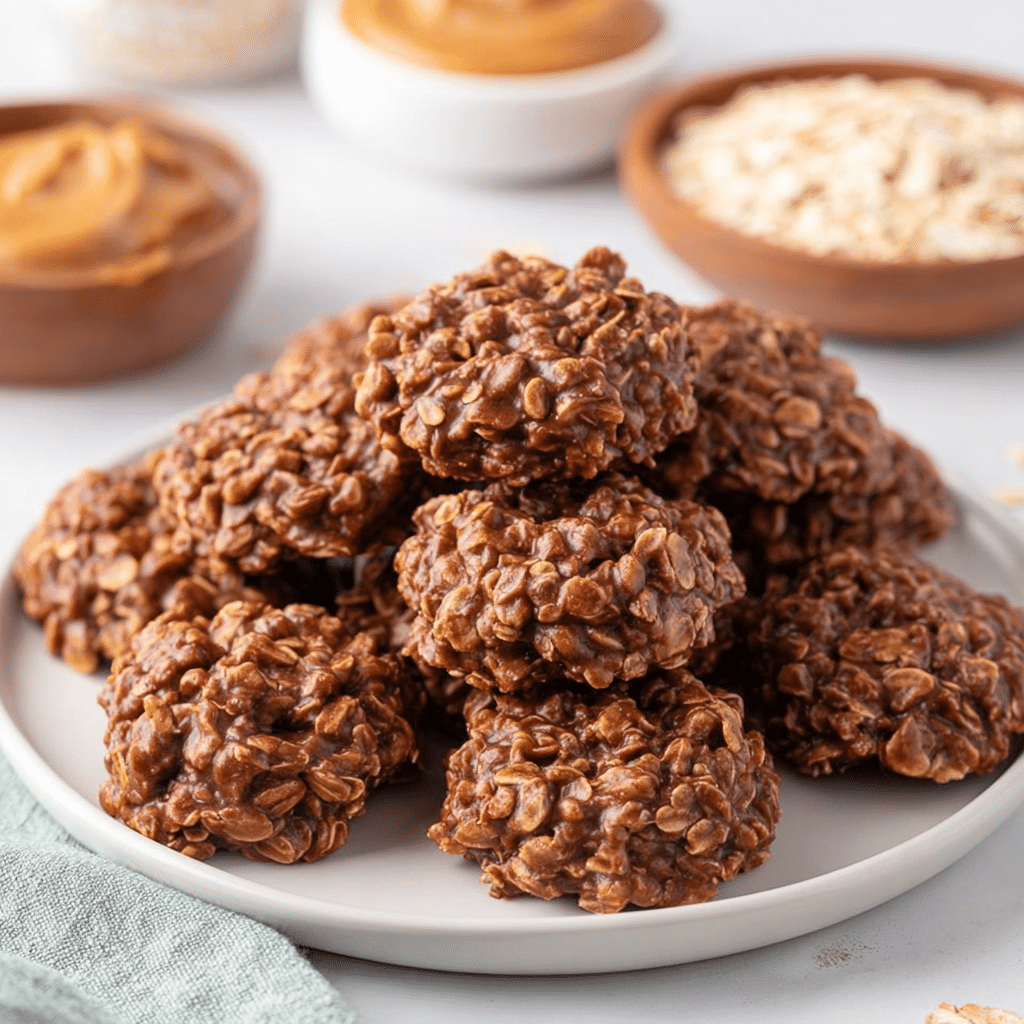 No Bake Peanut Butter Chocolate Cookies Recipe - Recipe Image