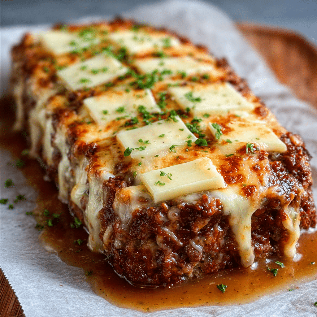 Crockpot French Onion Beefloaf With Melted Swiss Cheese Recipe - Recipe Image