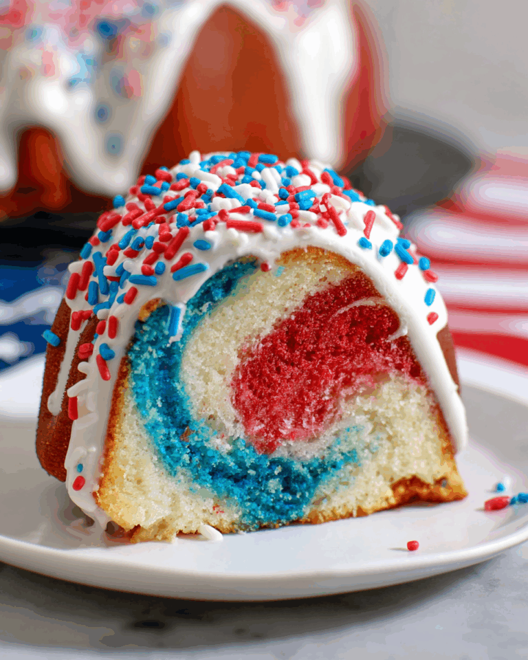 Firecracker Cake (Red, White, and Blue Bundt Cake) Recipe