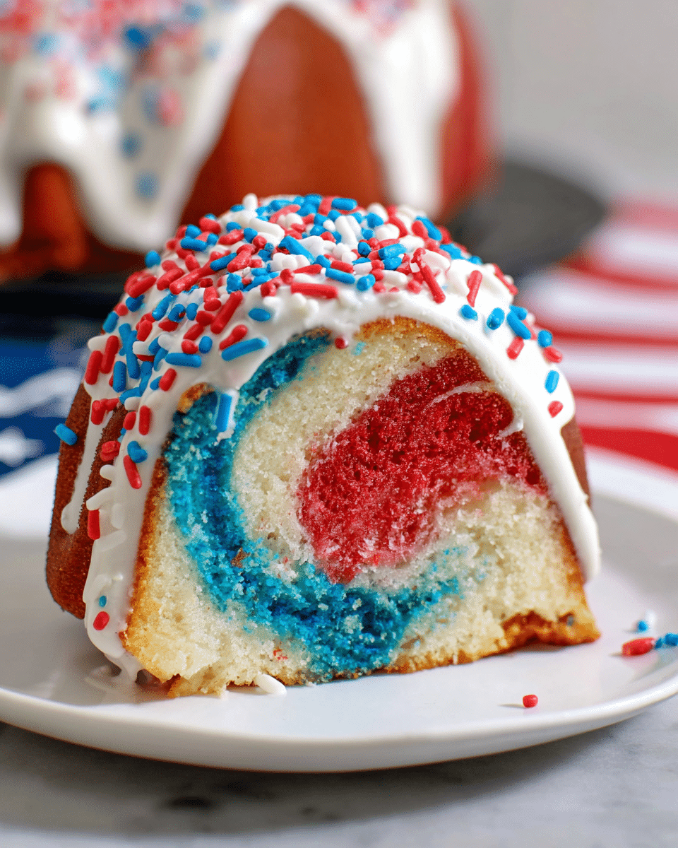 Firecracker Cake (Red, White, and Blue Bundt Cake) Recipe
