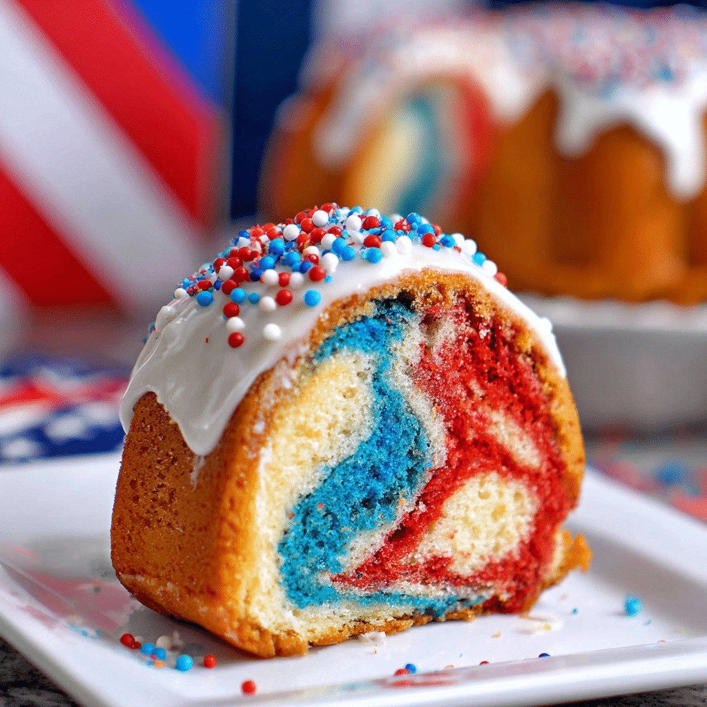 Firecracker Cake (Red, White, and Blue Bundt Cake) Recipe - Recipe Image