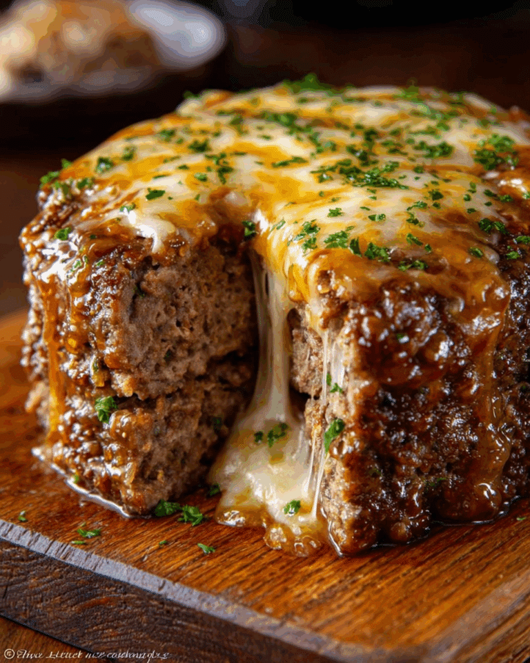 Crockpot French Onion Beefloaf With Melted Swiss Cheese Recipe