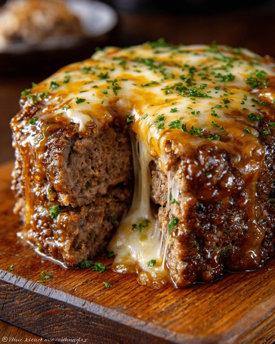 Crockpot French Onion Beefloaf With Melted Swiss Cheese Recipe