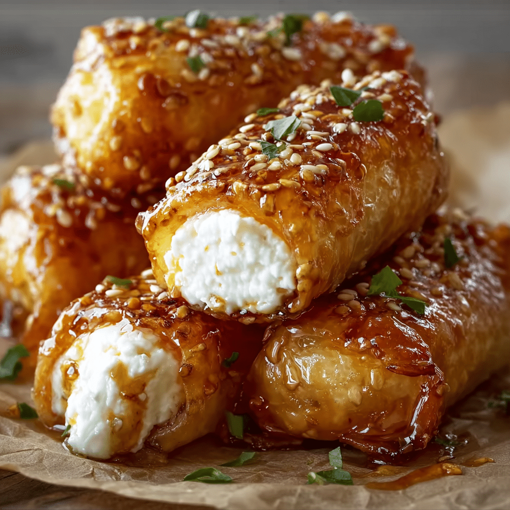 OVEN FRIED FETA ROLLS WITH CHILI HONEY Recipe - Recipe Image