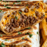 Cheesy Beef & Potato Burritos with Nacho Sauce Recipe
