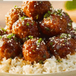 honey garlic meatball rice bake Recipe