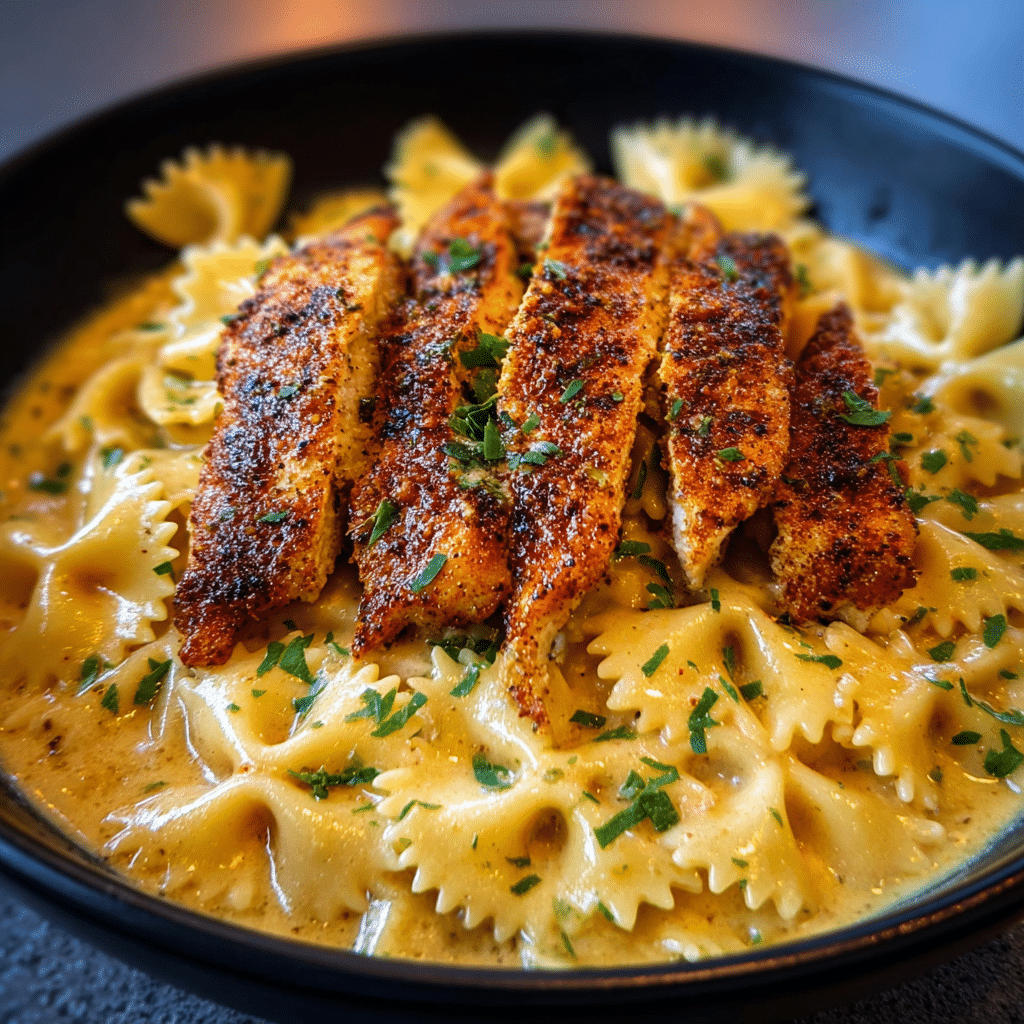 Bowtie Pasta with Creamy Lemon Garlic Chicken & Parmesan Recipe - Recipe Image