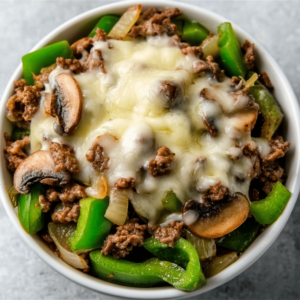 PHILLY CHEESESTEAK BOWLS – EASY LOW-CARB DINNER IDEA Recipe - Recipe Image