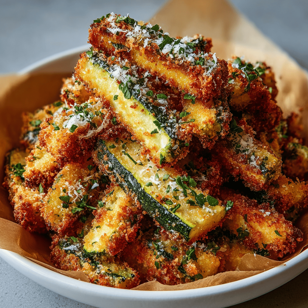 Crispy Parmesan Garlic Zucchini Fries Recipe - Recipe Image