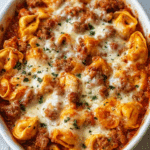 One-Pot Cheesy Enchilada Tortellini with Beef Ingredients: Recipe