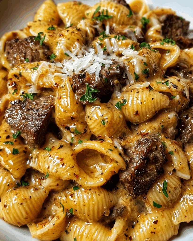 Creamy Paprika Steak Shells Recipe