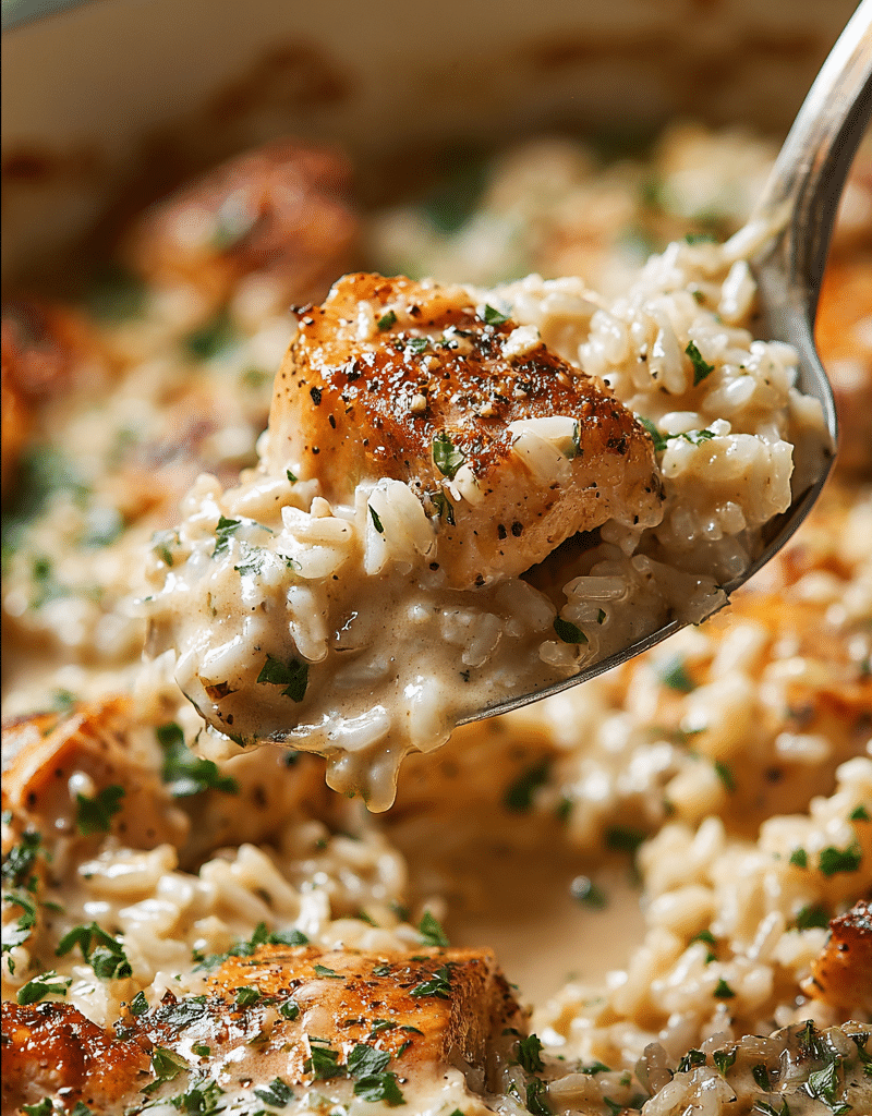 One-Pan Creamy Parmesan Chicken and Rice 5 TIME 30 minutes TOTAL TIME 40 minutes Recipe