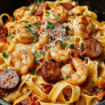 Cajun Shrimp and Sausage Alfredo Pasta Recipe