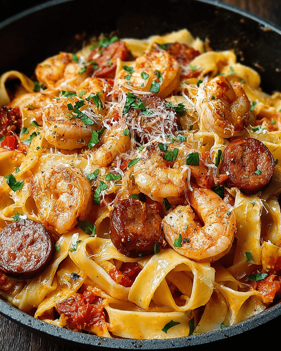 Cajun Shrimp and Sausage Alfredo Pasta Recipe