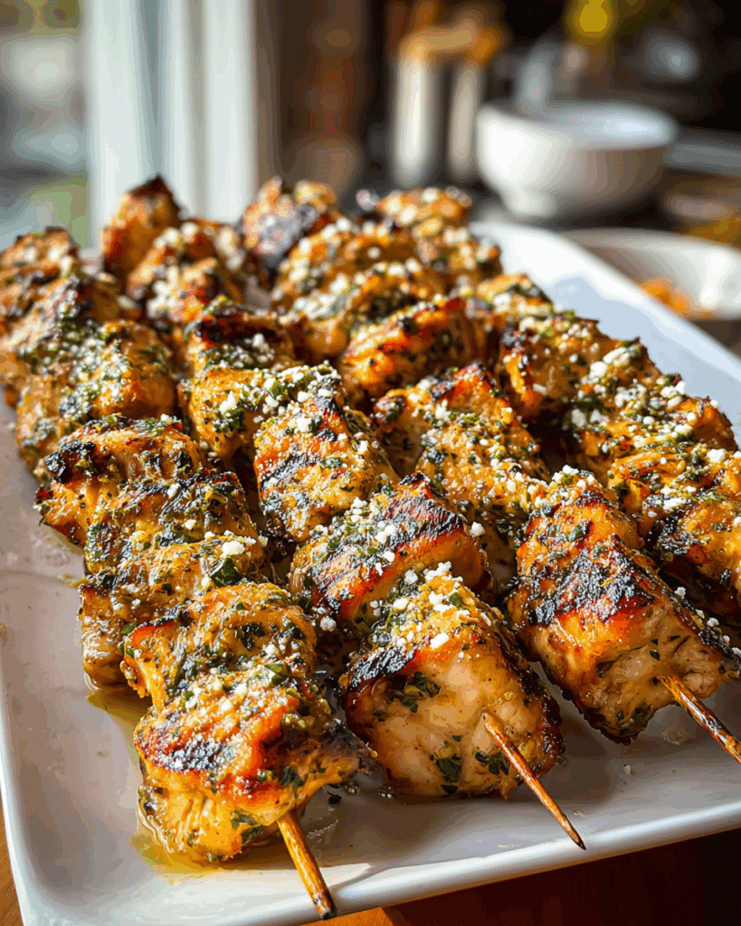 Grilled Ranch Garlic Parmesan Chicken Skewers Recipe