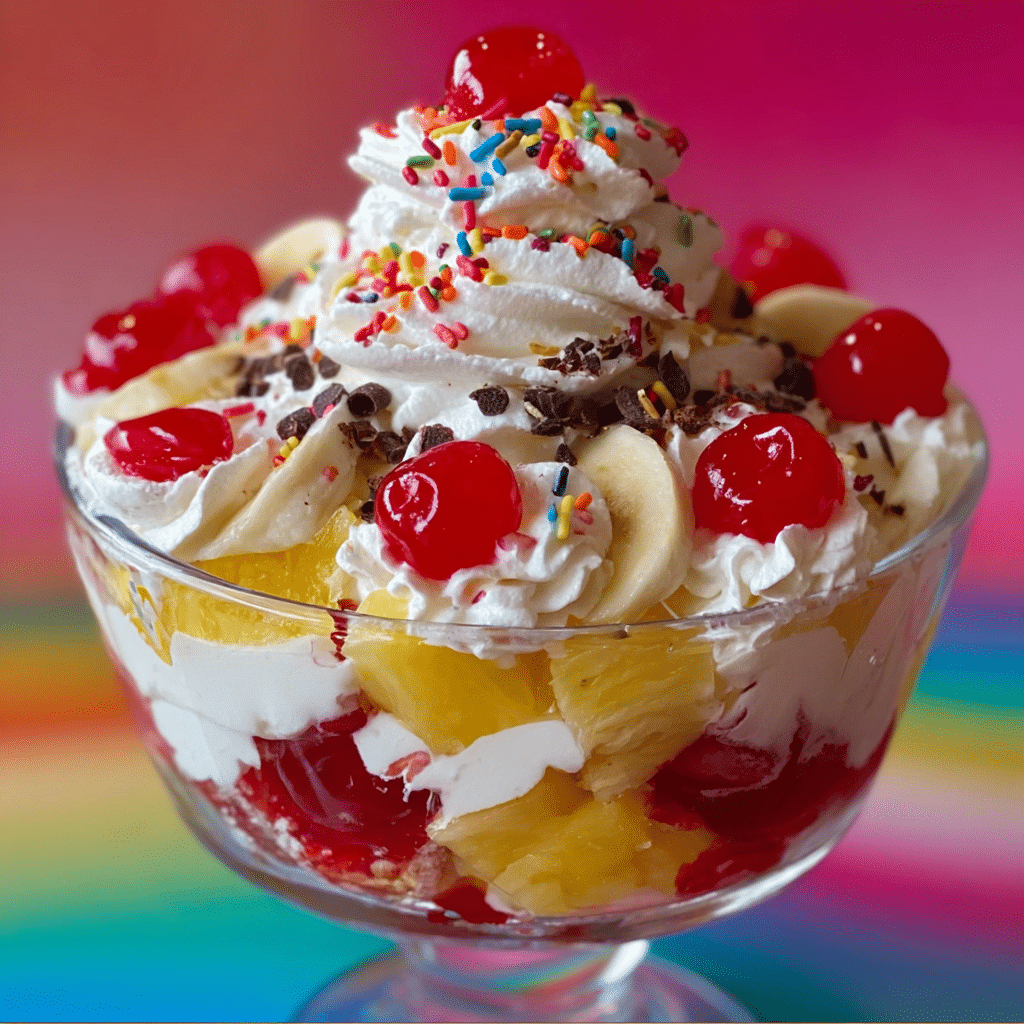 The Best Banana Split Fluff Recipe - Recipe Image