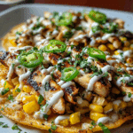 street corn chicken tostada melts with cilantro lime cream Recipe