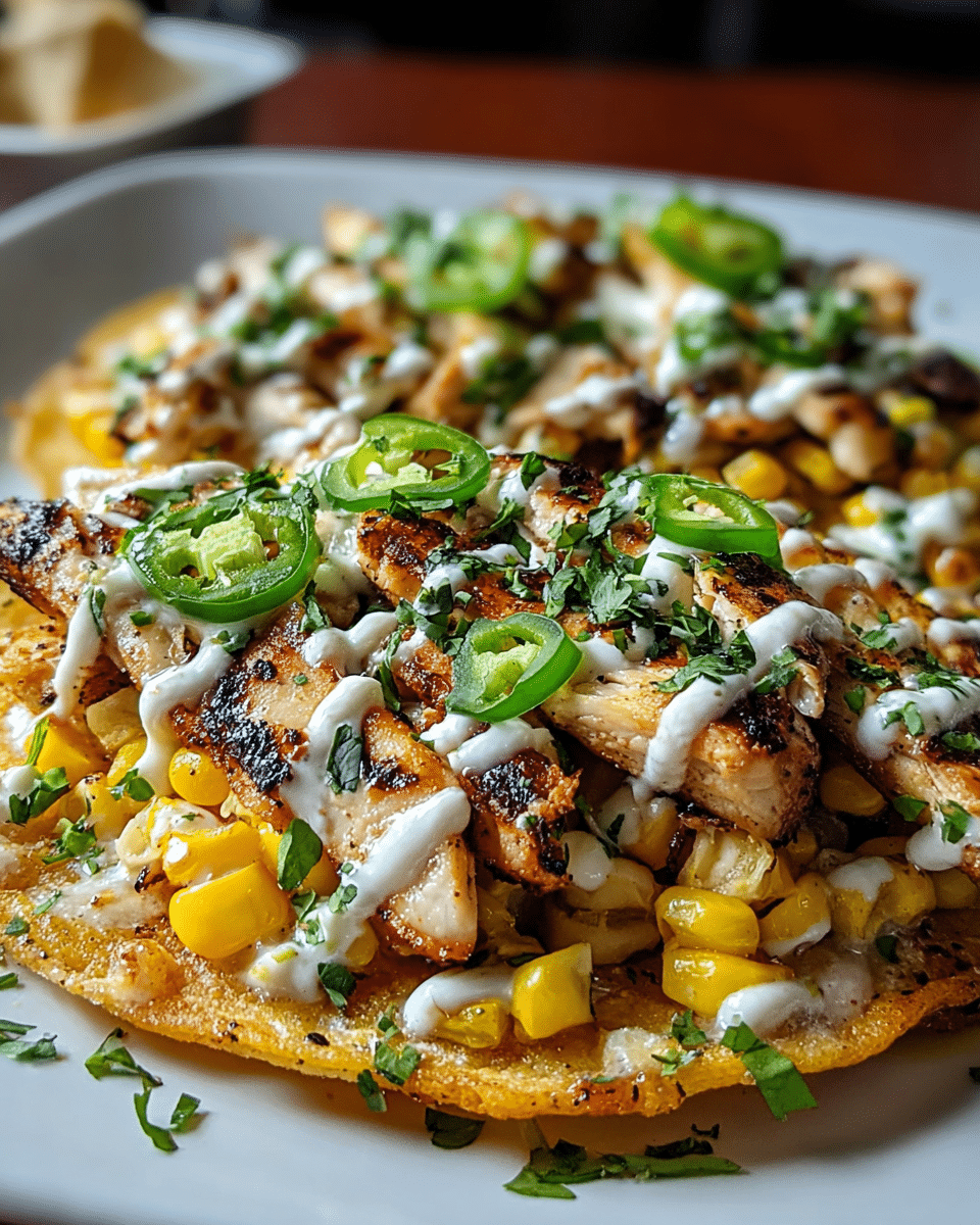 street corn chicken tostada melts with cilantro lime cream Recipe
