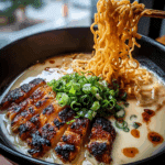Fiery Chicken Ramen with Creamy Garlic Sauce Recipe
