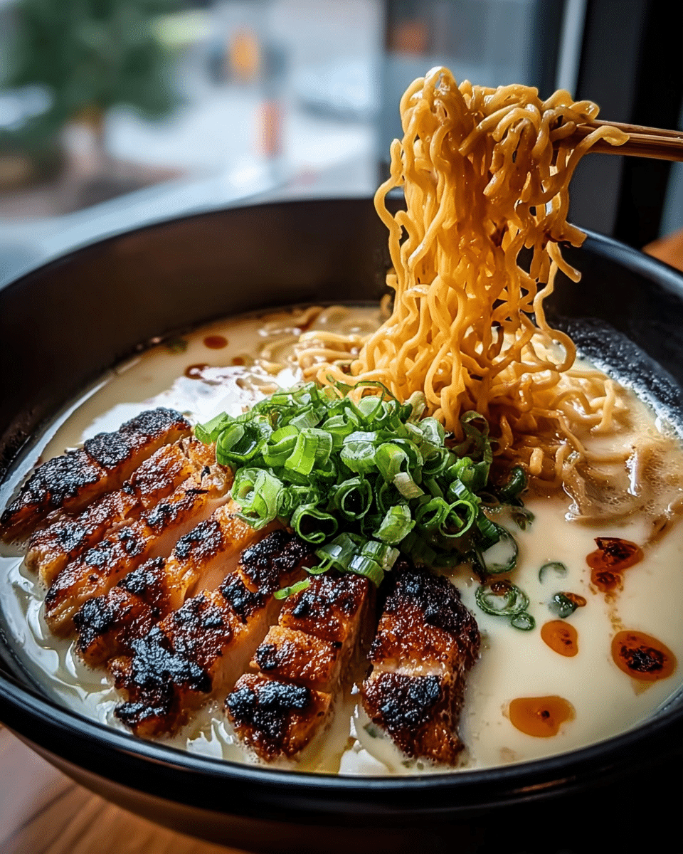 Fiery Chicken Ramen with Creamy Garlic Sauce Recipe
