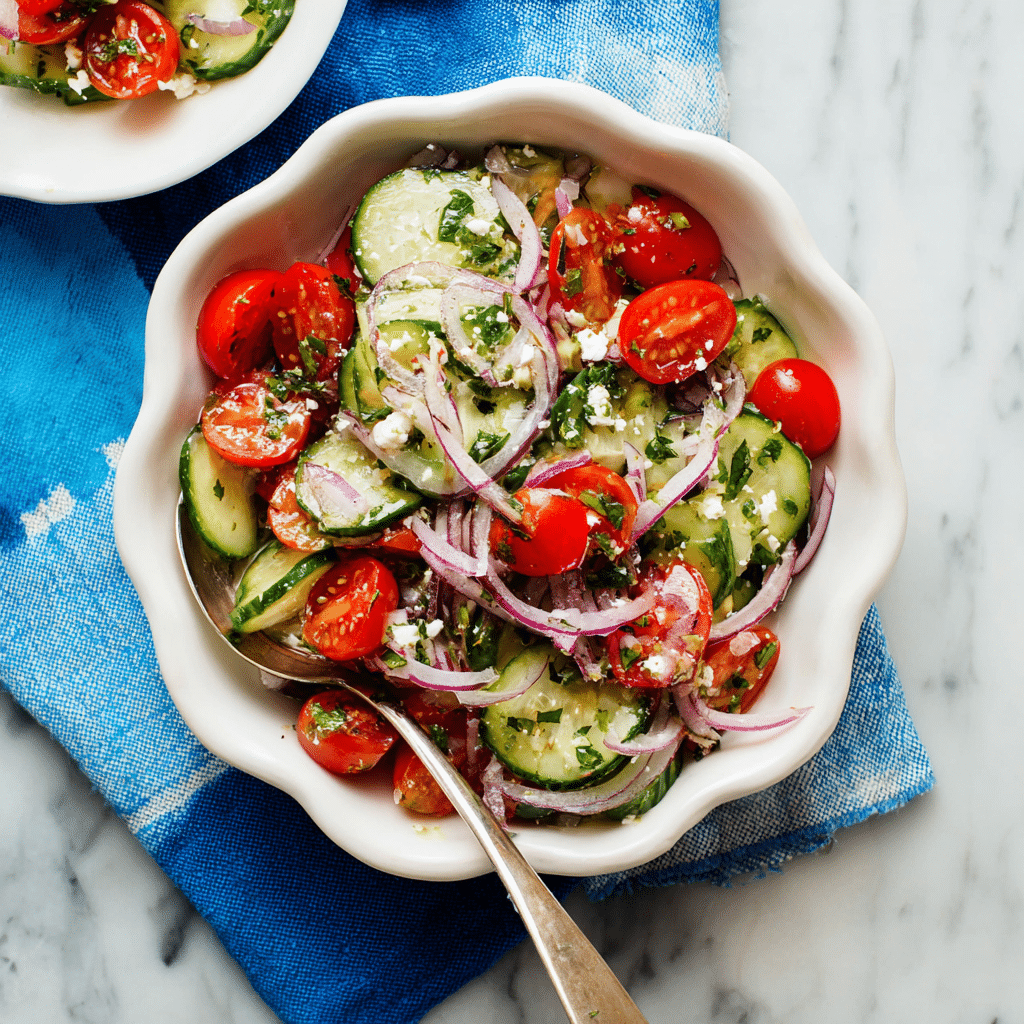 The Best Tomato Cucumber Salad Recipe - Recipe Image