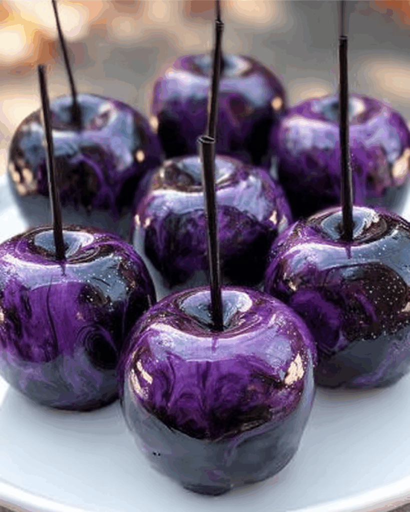 Black Poison Swirl Candy Apples Recipe