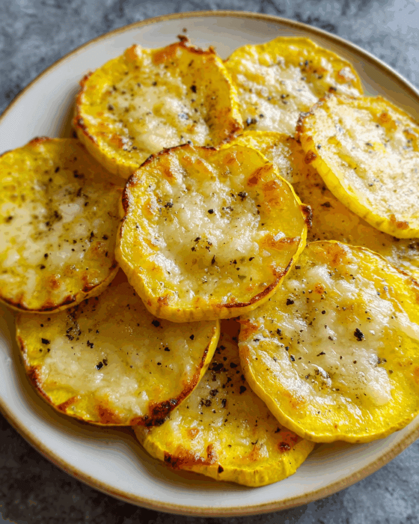 Cheesy Baked Yellow Squash Rounds Recipe