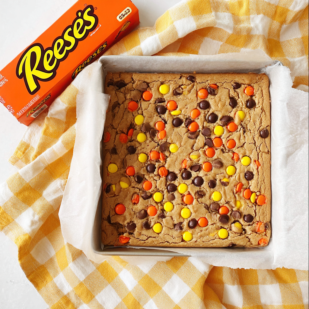 Chewy REESE'S PIECES Peanut Butter Brownies Recipe 4 Chewy REESE'S PIECES Peanut Butter Brownies Recipe - Recipe Image