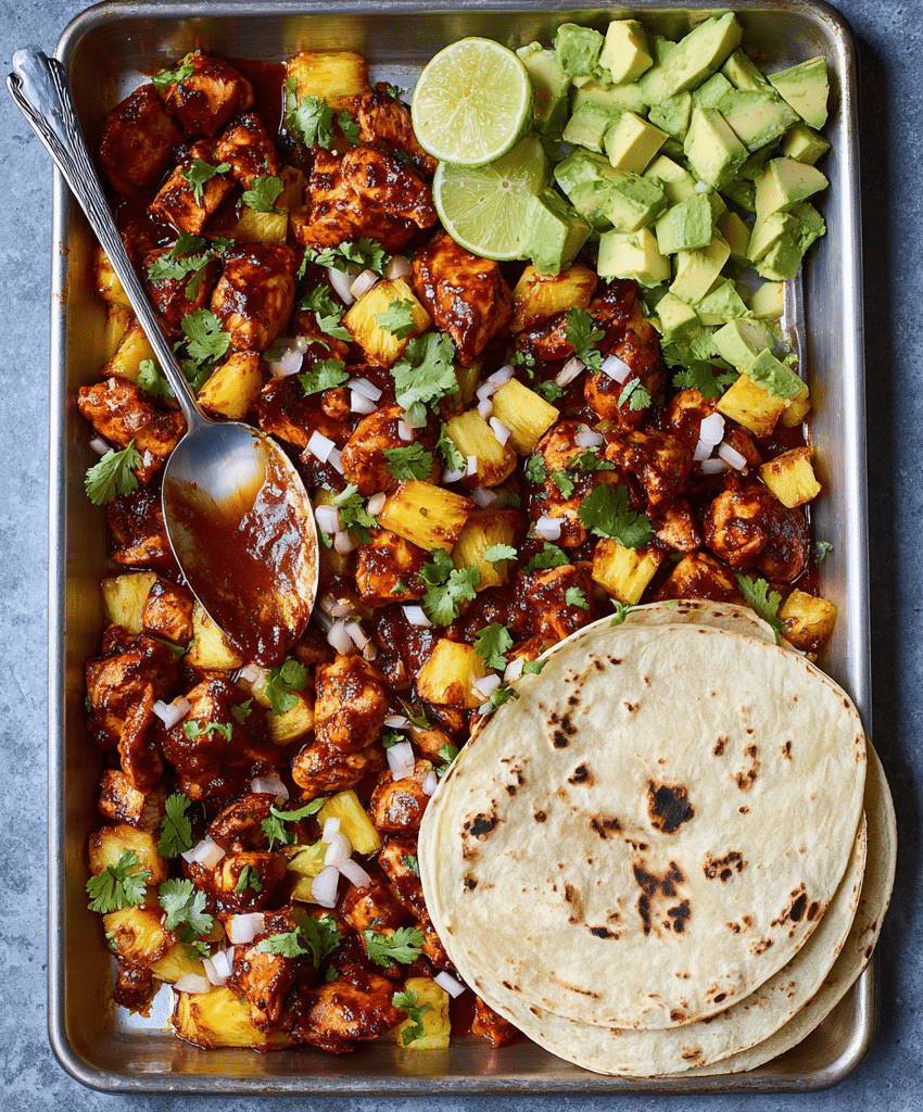 One Pan Chicken & Pineapple Tacos Recipe