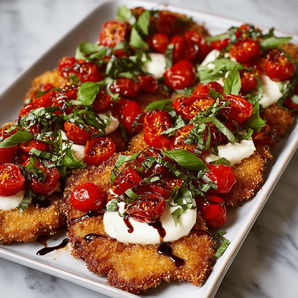 Italian Basil Chicken Cutlets with Tomato and Burrata Topping 4 perfect blend of flavors in every bite! Recipe - Recipe Image