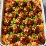 honey garlic meatball rice bake Recipe