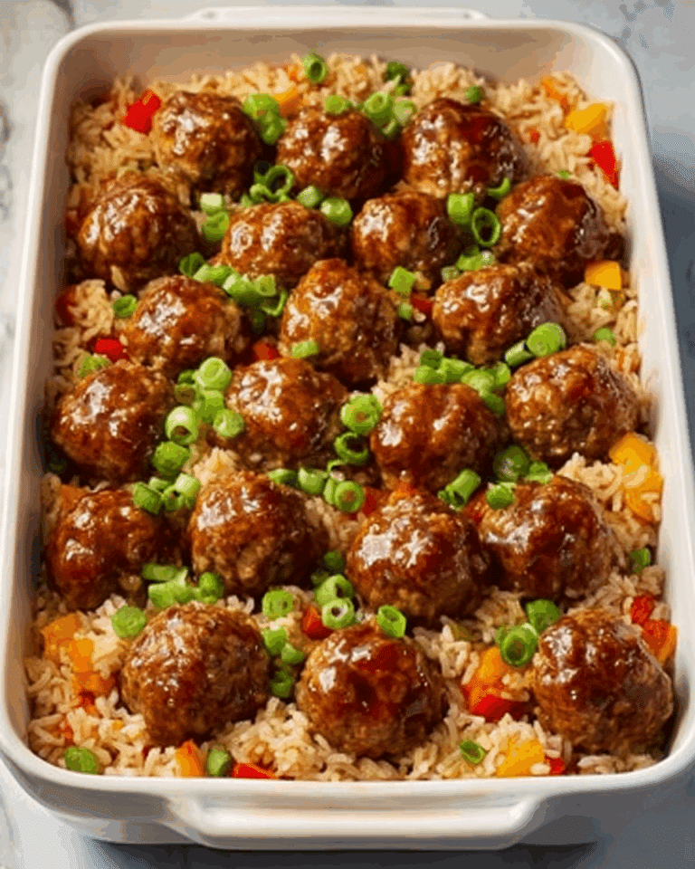 honey garlic meatball rice bake Recipe