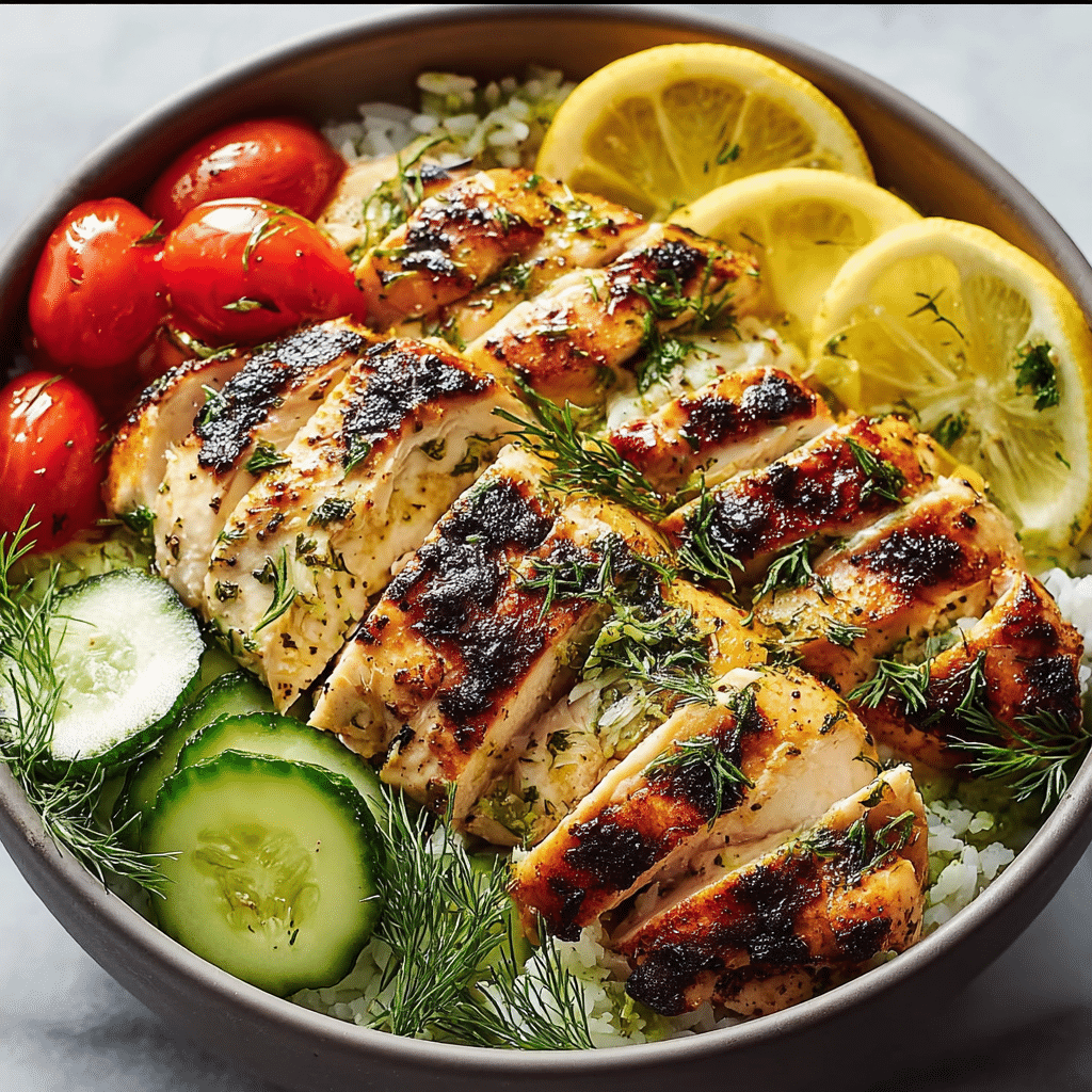 MEDITERRANEAN LEMON DILL CHICKEN BOWLS Recipe - Recipe Image