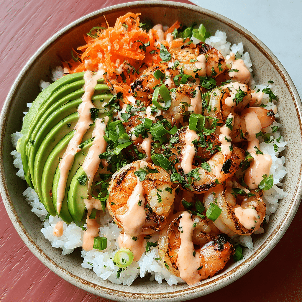 SHRIMP RICE BOWLS WITH SPICY MAYO Recipe - Recipe Image