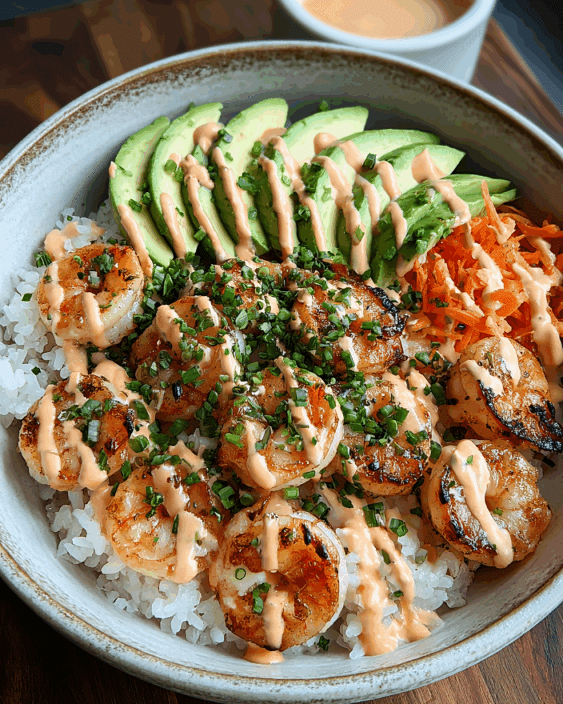 SHRIMP RICE BOWLS WITH SPICY MAYO Recipe