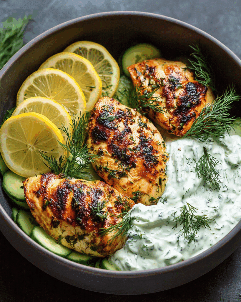 MEDITERRANEAN LEMON DILL CHICKEN BOWLS Recipe